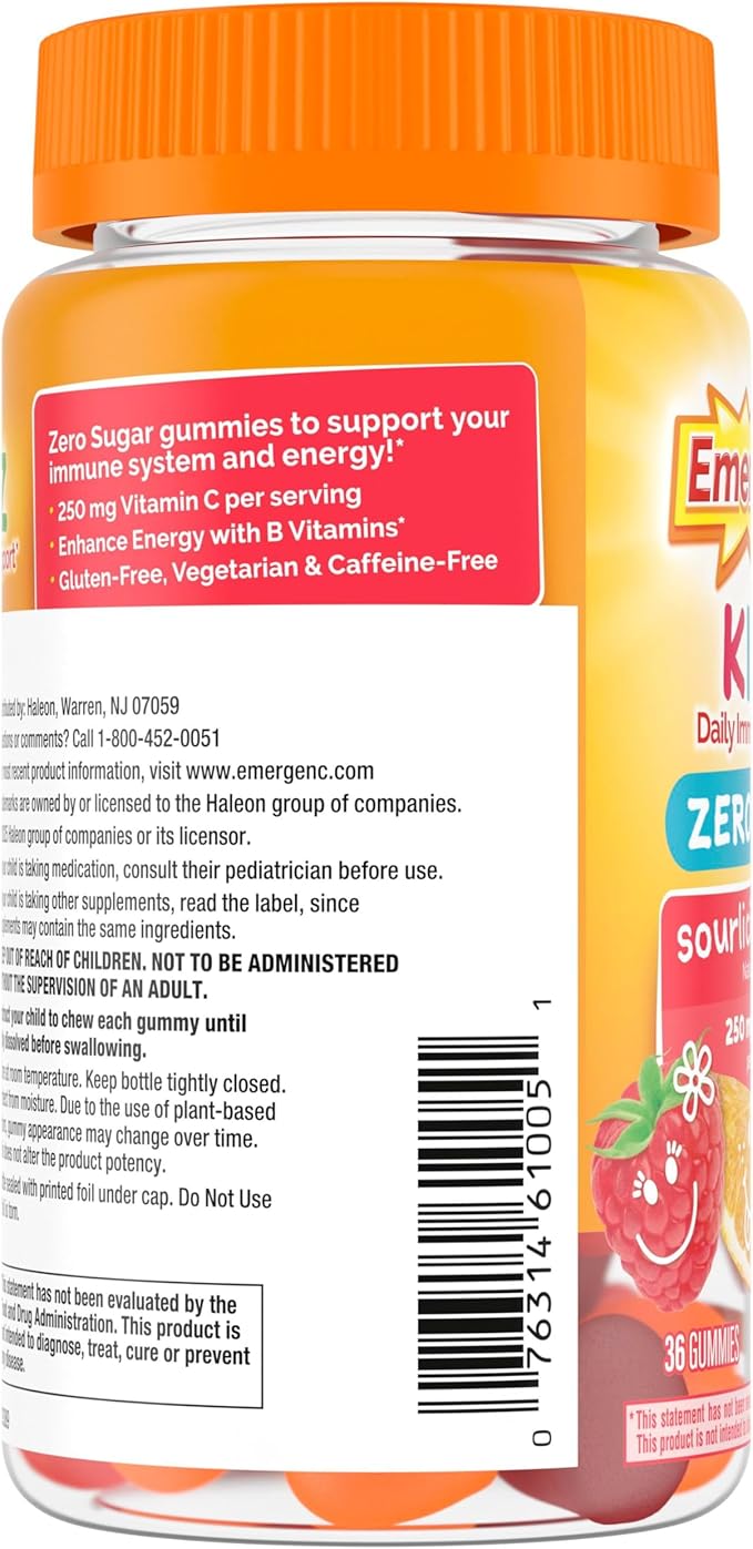 Emergen-C Zero Sugar Immune Support Kidz Gummies, 36 Count (Pack of 2)