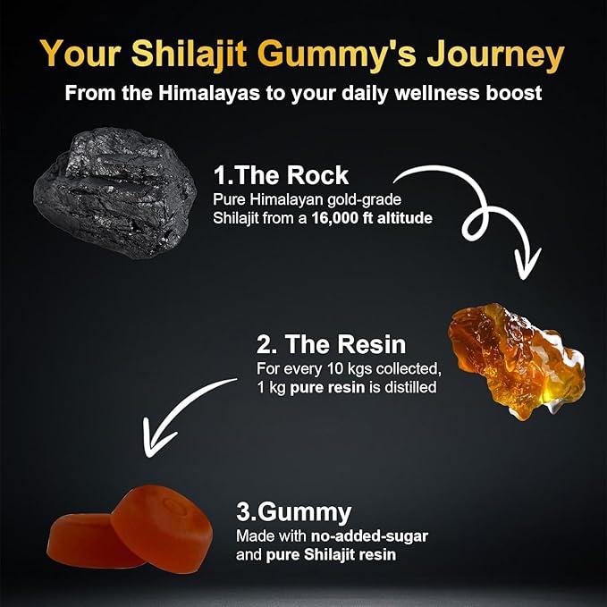 vitacoreHimalayan Shilajit Gummies for Men & Women - Pure Gold Energy Boost, 85+ Trace Minerals & Fulvic Acid, Gluten-Free, 60 Gummies
