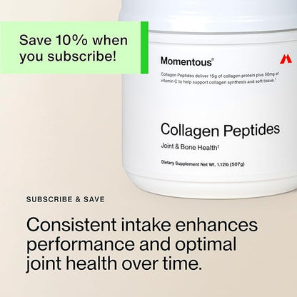 Momentous Grass-Fed Collagen Peptides Powder - Collagen Protein Powder with Fortigel & Vitamin C for Hair, Skin, Nails, & Joint Health Support - NSF Certified for Sport - Packaging May Vary