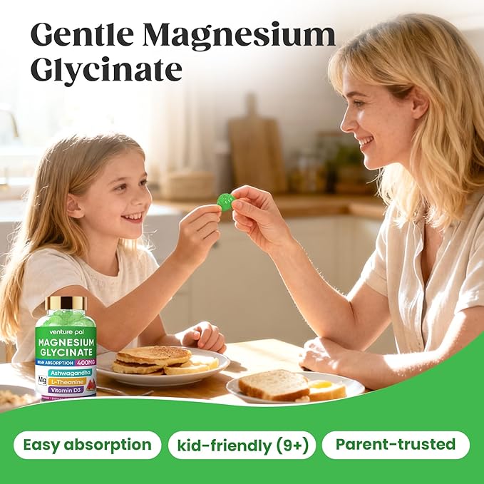 60 Day Supply Magnesium Glycinate 400mg Gummies with Ashwagandha, L-Theanine, CoQ10, Vitamin D3 & B6, Sugar Free Magnesium Gummies for Adults & Kids, Stress Relief, Sleep & Calm, Vegan, Gluten Free