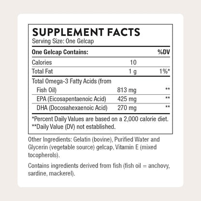 THORNE - Super EPA - Omega-3 Fish Oil Supplement with EPA & DHA from Sustainably Sourced Fish - Supports Brain, Skin, Joint & Heart Health* - Third-Party Certified - Gluten & Dairy-Free - 90 Softgels
