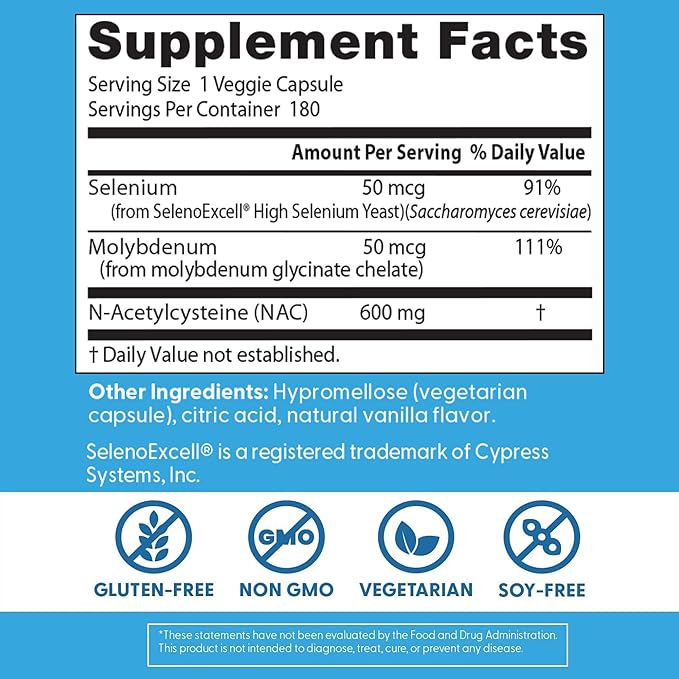 Doctor's Best Nac Detox Regulators with seleno excell, Non-GMO, Vegetarian, Gluten&Soy Free, 180 Veggie Caps, 180Count