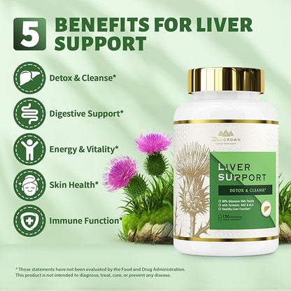 Liver Cleanse Detox & Repair - Milk Thistle Supplement, with Silymarin, N-Acetyl Cysteine(NAC), Artichoke, Turmeric & Dandelion for Liver Detox, Cleanse, Gluten Free, Non-GMO - 240 Capsules