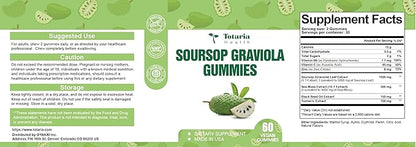 Totaria Sugar Free Soursop Oil Graviola Sea Moss Gummies - Support Digestive Sleep Skin Health, Immunity & Antioxidant - Guanabana Fruit with Sea Moss, 150mg Black Seed Oil Organic Non-GMO Vegan