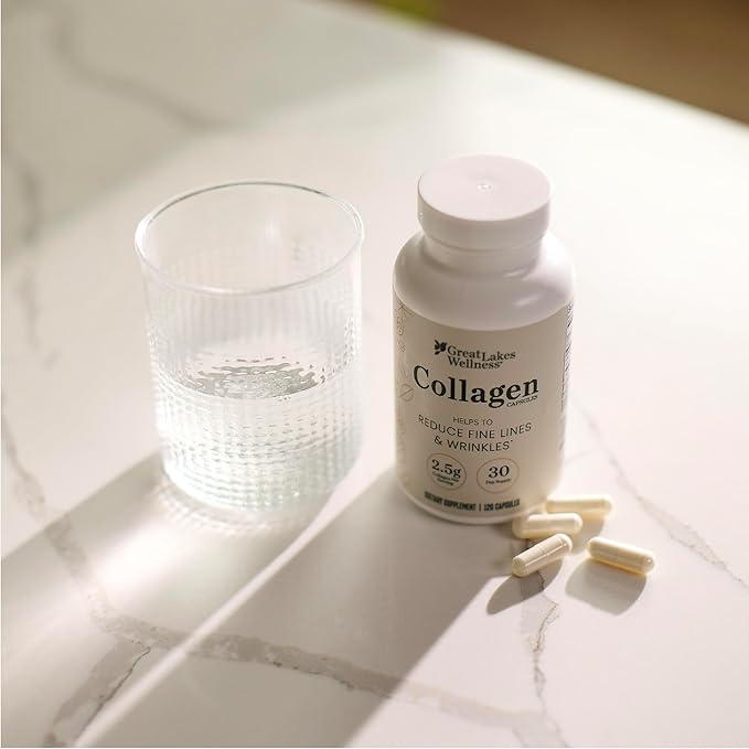 Great Lakes Wellness Collagen Peptides Pills – Supports Hair, Skin, Nails, Joints & Digestion – Hydrolyzed, Non-GMO, Keto & Kosher, VERISOL Collagen Types I & III for Maximum Absorption (120 Capsules)