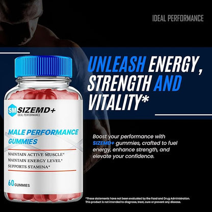 SizeMD+ Gummies, Official SizeMD + Gummies for Men - Maximum Strength Performance, All Natural Support Overall Health & Wellness, SizeMD Advanced Formula Support Gummy Reviews (1 Pack)