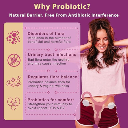 DRFOSTER Urinary Tract Health for Women, Vaginal Probiotics for Women pH Balance with D-Mannose, Cranberry, Probiotics and Prebiotics for Digestive Helath 90 Veggie Capsules