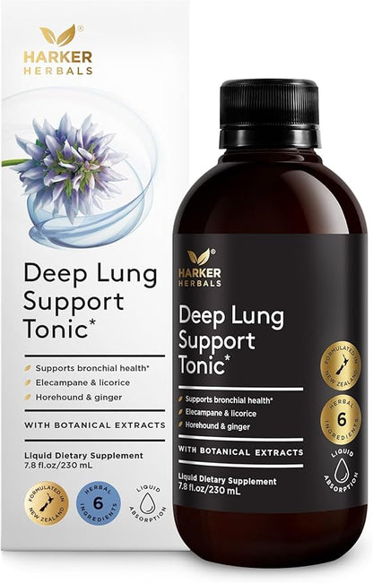 Deep Lung Support Tonic, Herbal Formula for Respiratory Health, Clear Breathing, Bronchial Congestion, Plant-Based - 7.8 fl oz (15 Servings)