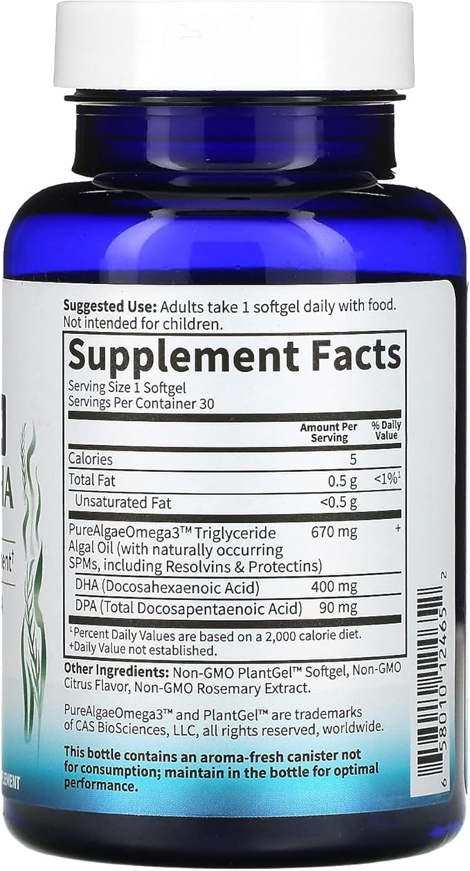 Garden of Life Dr. Formulated Prenatal Vegan DHA - Certified Vegan Omega 3 Supplement with 400mg DHA + DPA from Algal Omega 3 in Triglyceride Form, Non-GMO, 30 Softgels