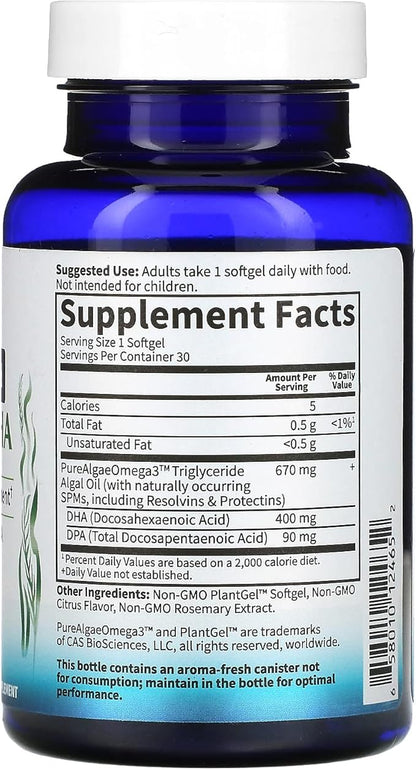 Garden of Life Dr. Formulated Prenatal Vegan DHA - Certified Vegan Omega 3 Supplement with 400mg DHA + DPA from Algal Omega 3 in Triglyceride Form, Non-GMO, 30 Softgels