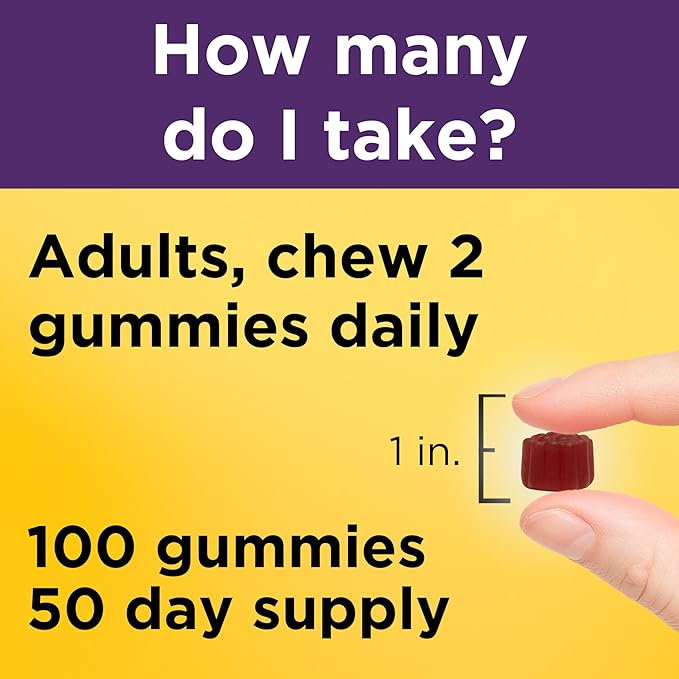 Nature Made Elderberry Gummies with Vitamin C and Zinc, Dietary Supplement for Immune Support, 100 Elderberry Gummies, 50-Day Supply