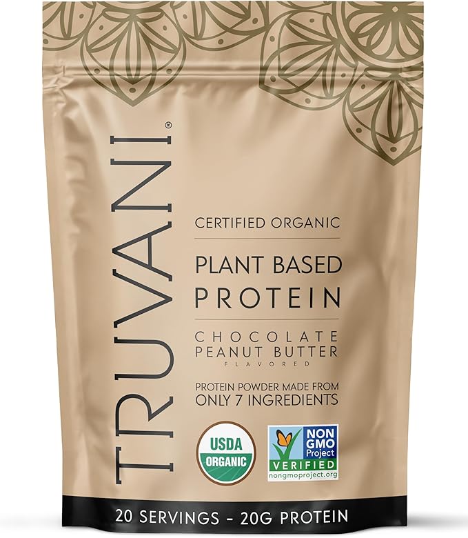 Truvani Dairy Free Protein Powder | Chocolate Peanut Butter | 20g Organic Plant Based Pea Protein | 20 Servings | Vegan, Keto, Gluten Free | Low Carb | No Added Sugar