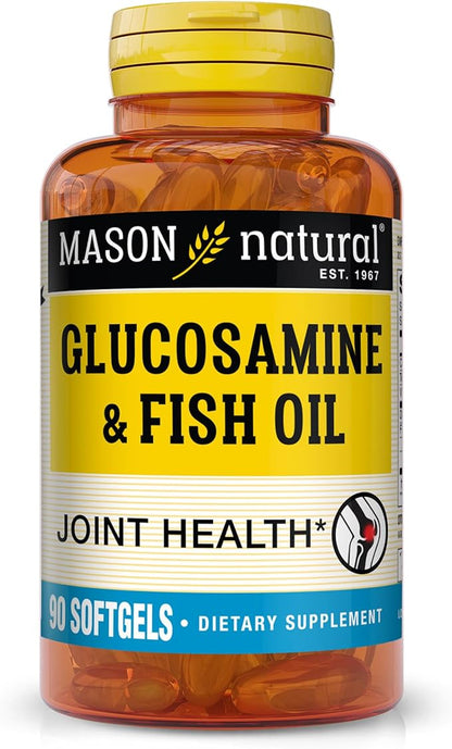MASON NATURAL Glucosamine & Fish Oil Supplement with DHA & Omega 3 for Joint & Muscle Support, 1 Month Supply Softgel Pills