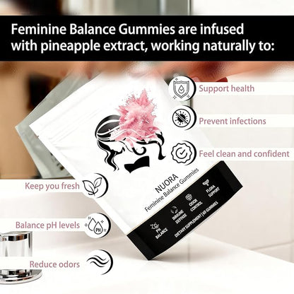 Feminine Balance Gummies for Women’s,Premium Feminine Balance Gummies， Vegan Hawaiian Pineapple, pH Balance, Healthy Odor, Flora and Immune Support, Vaginal Health Support,60 Gummies