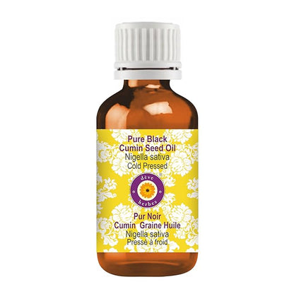 Deve Herbes Black Cumin Seed (Kalaunji) Oil (Nigella sativa) | Cold Pressed | Pure | Natural | For Diluting Essential oils | Hair, Skin & Massage | Non-Sticky | Lightweight | Unisex | 15ml (0.50 oz)