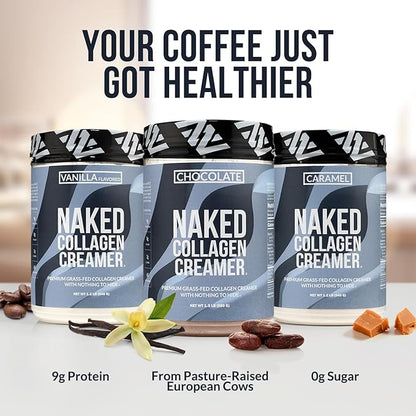 Naked Collagen Coffee Creamer - Caramel Collagen Creamer For Coffee - Dairy-Free, Gluten-Free, GMO-Free - Support Hair, Skin, and Nails - 40 Servings