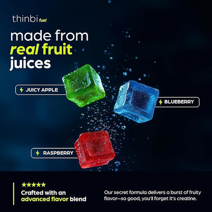 Thinbi Creatine Gummies Monohydrate Complex 10,000mg for Men & Women -120 Gummies Advanced Formula W/L-Taurine + Vitamin B12 for Muscle Strength, Muscle Builder, Energy Boost, Pre-Workout Supplement