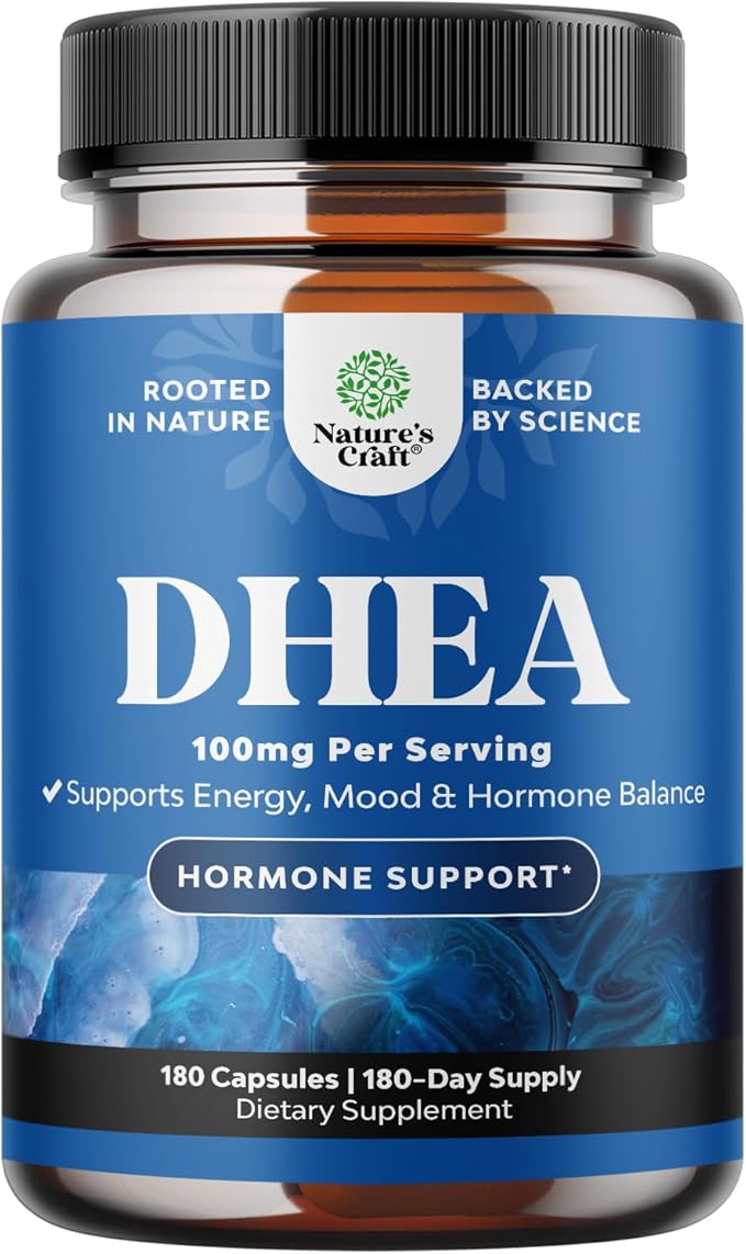 DHEA Supplement for Women & Men - DHEA 100mg per Serving Capsules for Hormone Balance - Promotes Mood Stability Healthy Brain Function & Energy - Dehydroepiandrosterone Capsules - 180 Count