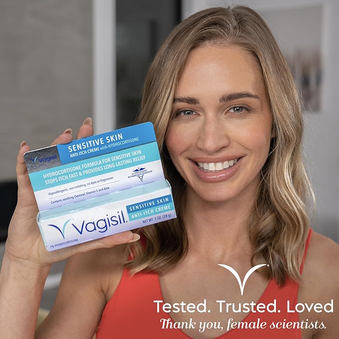 Vagisil Feminine Anti-Itch Cream for Women, Sensitive Skin Formula with Hydrocortisone, Helps relieve Yeast Infection Irritation, Gynecologist Tested, Soothes & Cools, 1oz (Pack of 4)