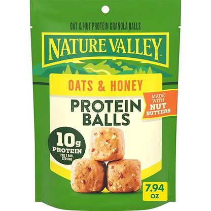 Nature Valley Oat and Nut Protein Granola Balls, Oats and Honey, Protein Snacks, 7.94 oz