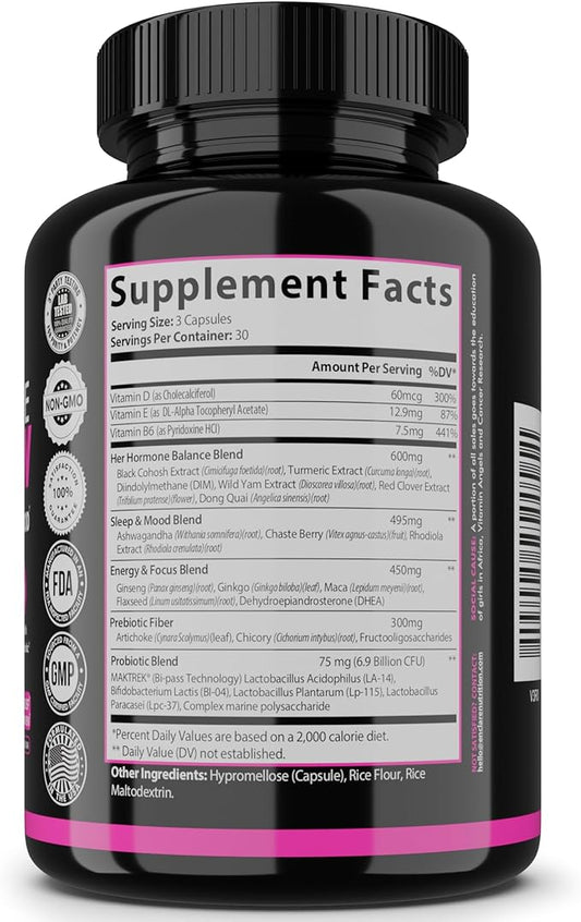Menopause Supplement for Women – Complete MenoFlow 1700mg Daily Multi-Symptom Support, Hot Flash Relief, Hormone Balance, Mood & Energy, with Black Cohosh, Red Clover & Ashwagandha – 90 Veggie Caps