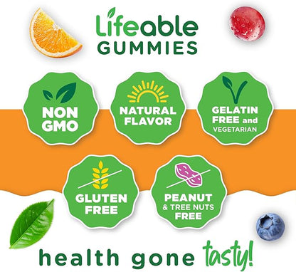 Lifeable Vitamin B12 Gummies for Adults | 1000 mcg | Great Tasting B12 Vitamins | Non-GMO, Vegan B12 | for Energy and Metabolism Support | 90 Gummies