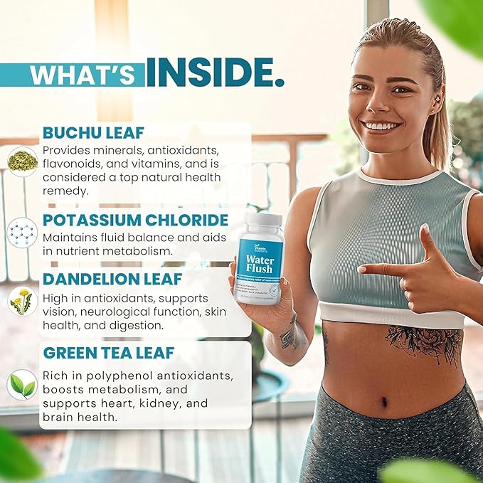 Diuretic Water Pills for Weight Control - Instant Relief from Bloat and Swelling - Green Tea, Cranberry, Dandelion Leaf Extract - Water Retention Pills for Women & Men, 120 Caps