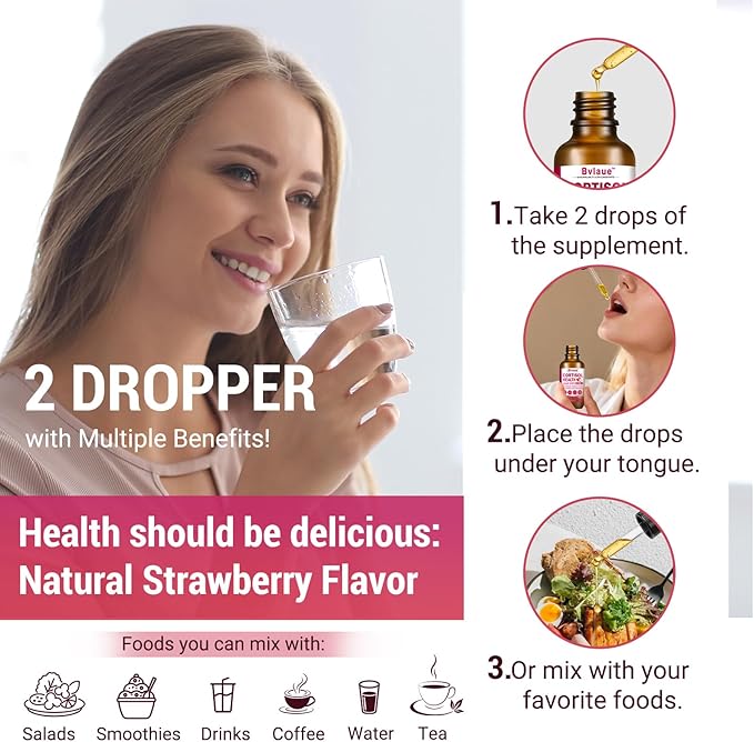 Cortisol Supplements Detox for Women - 20-in-1 Cortisol Reducer,Manager,Lower w/Ashwagandha,Magnesium,L-Theanine,Saffron,Rhodiola for Hormone Balance/Sleep/Stress Relief,Strawberry Flavor