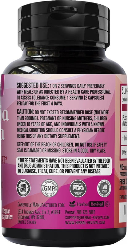 Pueraria Mirifica Capsules 2000mg Daily - Breast Enhancement Pills and Estrogen Supplement for Women and Men, Breast Enlargement Pills for Women and Transgender - Breast Growth Breast Enhancer