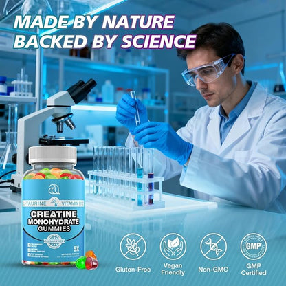 Creatine Gummies for Women & Men - Creatine Monohydrate Gummies Tasty Chewable Supplement, Muscle Support & Energy Boost (2 Pack)