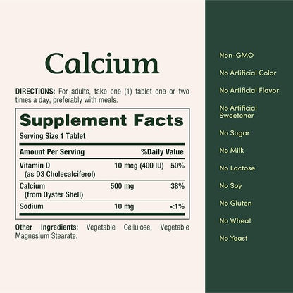Nature’s Bounty Calcium Plus 400 IU Vitamin D3, Immune Support & Bone Health, 300 Tablets