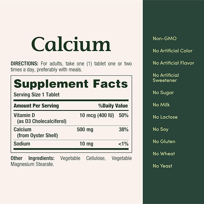 Nature's Bounty Calcium Plus 400 IU Vitamin D3, Immune Support & Bone Health, 300 Tablets (Pack of 3)