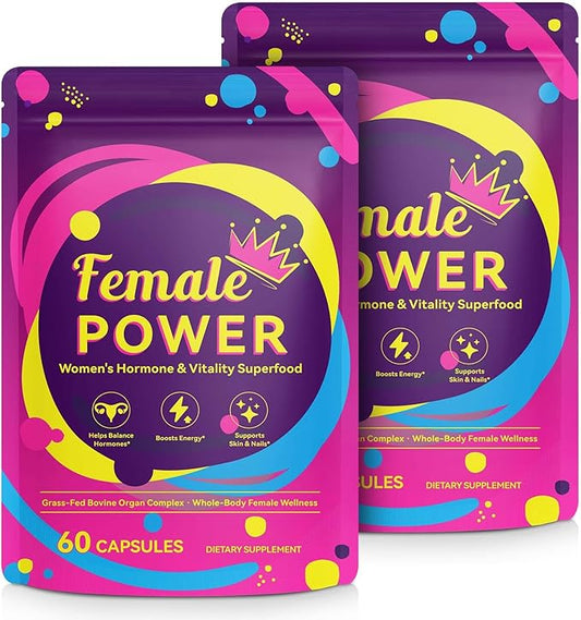 2 Pack Hormone Balance for Women, Female-Optimized Beef Organ Superfood Supplement for Women, PMS Support Supplement, 100% Grass Fed Beef Liver Capsules, Balance Hormones, Energy,Menstrual Cramp,Mood