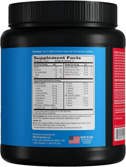 Prolab Amino 2000 Essential Amino Acids Supplement, Full-Spectrum EAA Formula for Muscle Recovery, Lean Muscle Growth & Performance Support (325 Tablets)