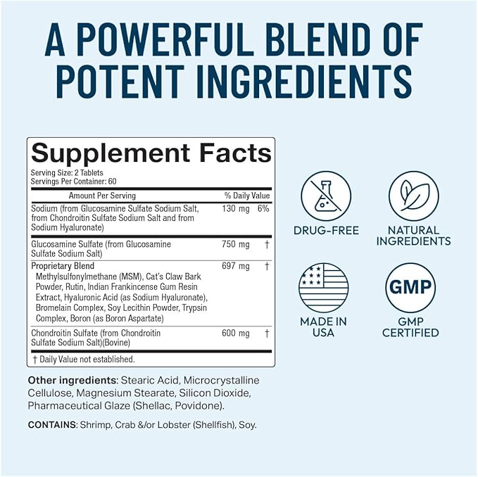 Advanced Bone & Joint Support Supplement | Promotes Healthy Joint Function & Relief from Joint Discomfort | Enhance Cartilage Flexibility & Range of Motion - 120 Count (Pack of 2)