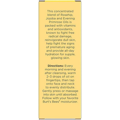 Burt's Bees Gua Sha Face Oil With Rosehip Seed Extract,Reduces Appearance of Fine Lines and Wrinkles,Use with Ice Roller & Facial Tools,Natural Origin Skin Care,0.51 fl. oz.,(Pack of 2)