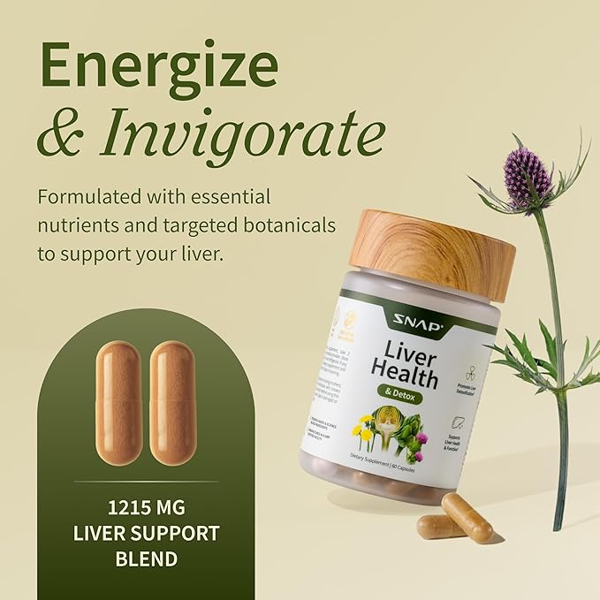 Snap Supplements Liver Health & Detox - Milk Thistle Supplement Supports Healthy Liver and Digestive Health, 60 Vegetarian Capsules (1 Month Supply)