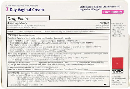 Clotrimazole USP 1% 7-Day Vaginal Cream 1.5 Oz (45g) Yeast Infection Treatment, Feminine Anti-Itch Cream for External Itching & Irritation (Pack of 4)