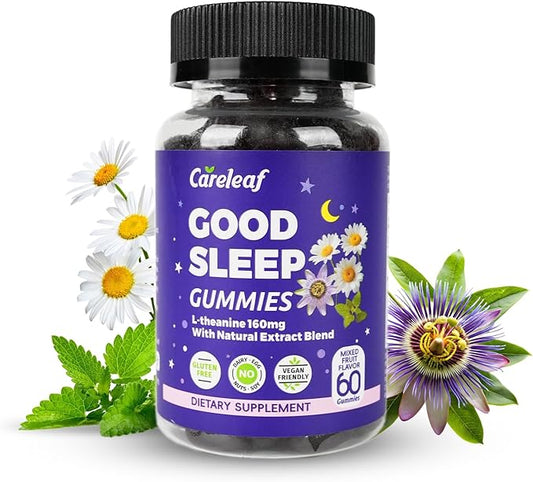 Sleep Gummies No Melatonin - Kids Sleep Gummies with L-Theanine, Magnesium & Herbal Blend, 60 Vegan Sleep aids for Adults, Reduces Nighttime Overthinking