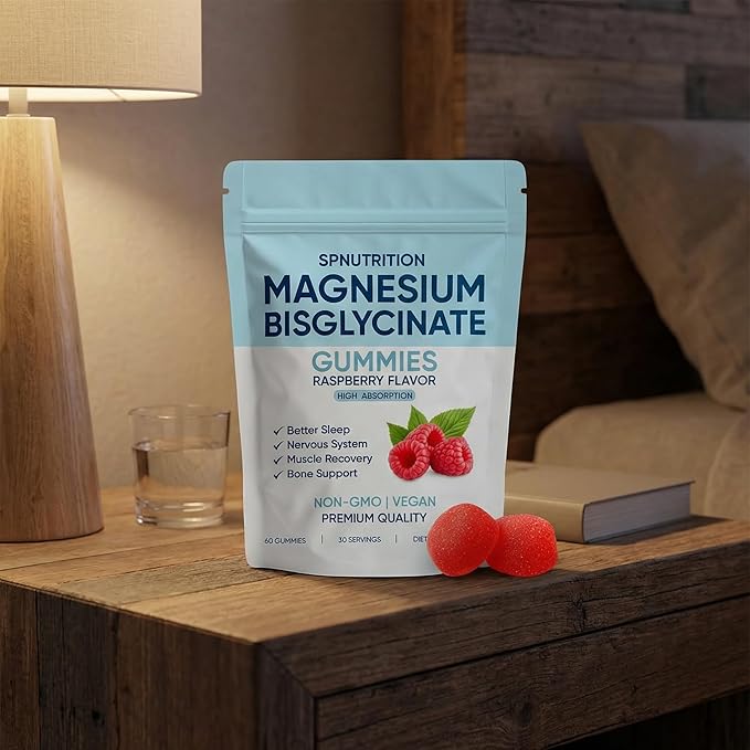 Magnesium Bisglycinate Gummies, 400mg Magnesium Bisglycinate Chelate with Sea Salt & Raspberry Powder, Vegan, 60 Gummies (3)