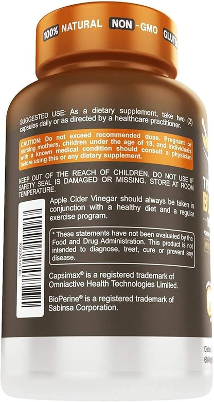 Herbtonics Thermogenic Burner + Apple Cider Vinegar – Weight Management Supplement for Women & Men, Supports Appetite Management, Metabolism & Energy, 60 Vegetarian Capsules