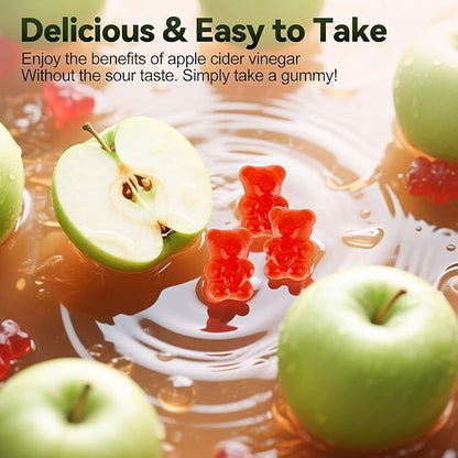 Apple Cider Vinegar Gummies with B12, ACV Supplement Gummy Vitamins,Gluten Free, Vegan, Non-GMO (60)