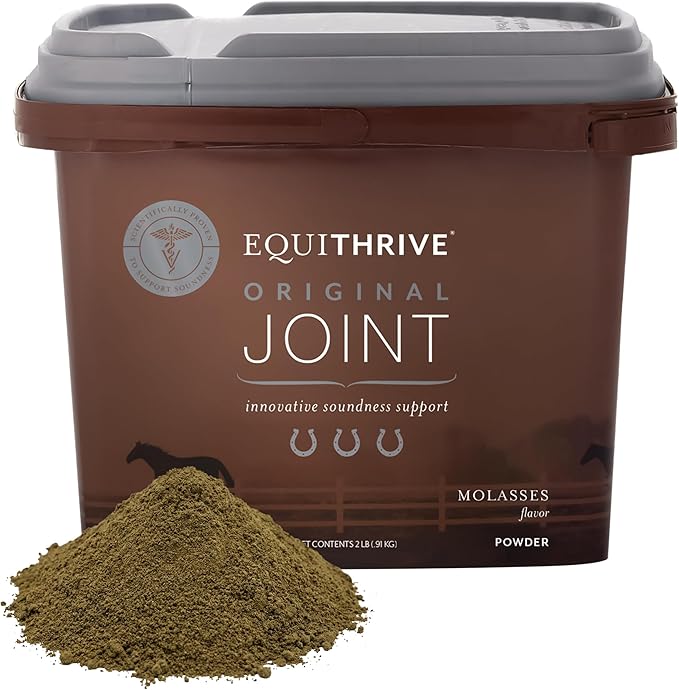 Equithrive Original Joint Supplement Powder with Resveratrol and Hyaluronic Acid for Horses, Equine Care, Molasses Flavor, 2 lbs