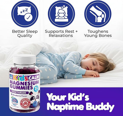 DR. MORITZ Sugar-Free Calm Magnesium Gummies for Kids and Adults - Non-GMO Magnesium Citrate Gummies - Blueberry Flavor - 2-Pack (60 Count)