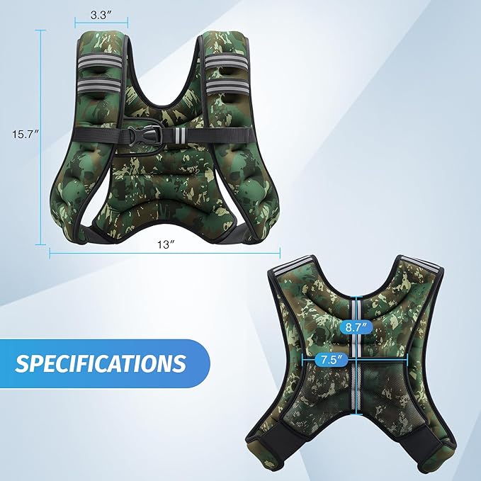 ZELUS Weighted Vest, 6lb/8lb/12lb/16lb/20lb/25lb/30lb Weight Vest with Reflective Stripe for Workout, Strength Training, Running, Fitness, Muscle Building, Weight Loss, Weightlifting