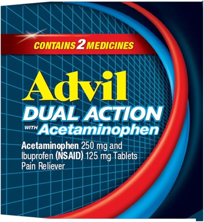 Advil Dual Action Coated Caplets, 125 Mg Ibuprofen and 250 Mg Acetaminophen per Dose (2 Dose Equivalent) for 8 Hour Pain Relief - 216 Count