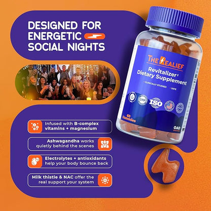 60 Count Post Party Gummies – DHM, Milk Thistle & Electrolytes – Wellness Support – Strawberry Flavor – Wake Up Refreshed