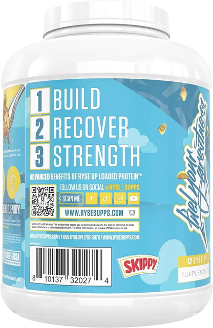 RYSE Loaded Protein Powder - Skippy Peanut Butter - 25g Whey Protein Isolate & Concentrate with Prebiotic Fiber & MCTs - Low Carb, Low Sugar, Digestive-Friendly - 54 Servings / 4 lb Tub