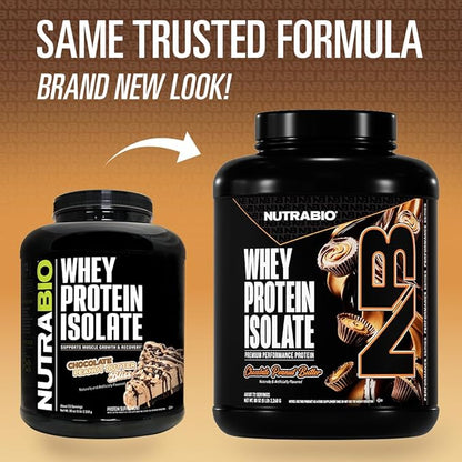 NutraBio 100% Whey Protein Isolate Protein Powder, 25g Protein with Complete Amino Acid Profile, Non-GMO, Soy & Gluten Free, Low Carb, Low Calorie Whey Protein Powder, Chocolate Peanut Butter, 5 Lbs