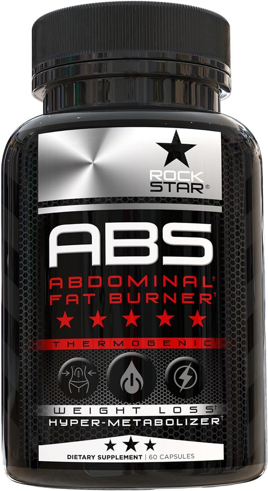 Rockstar Abs Dietary Supplement - Thermogenic Ab Fat Burner, Hyper Metabolizer - Belly Fat & 6 Pack Support, Weight Loss, GLP-1 & Metabolism Booster Pills for Men & Women – Targeted Abdominal Fat Loss